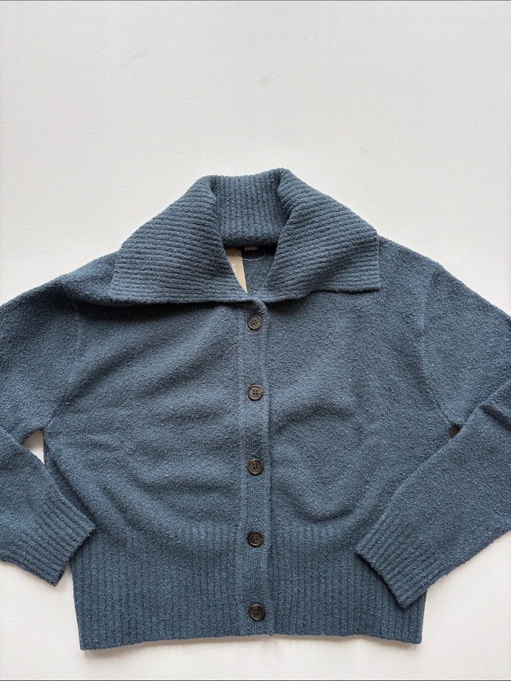 J.Crew Collared Cotton-Blend Boucle Cardigan Sweater-NWT-Midnight-Size MEDIUM - Picture 8 of 11